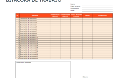 como hacer una bitacora de trabajo registro de actividades
